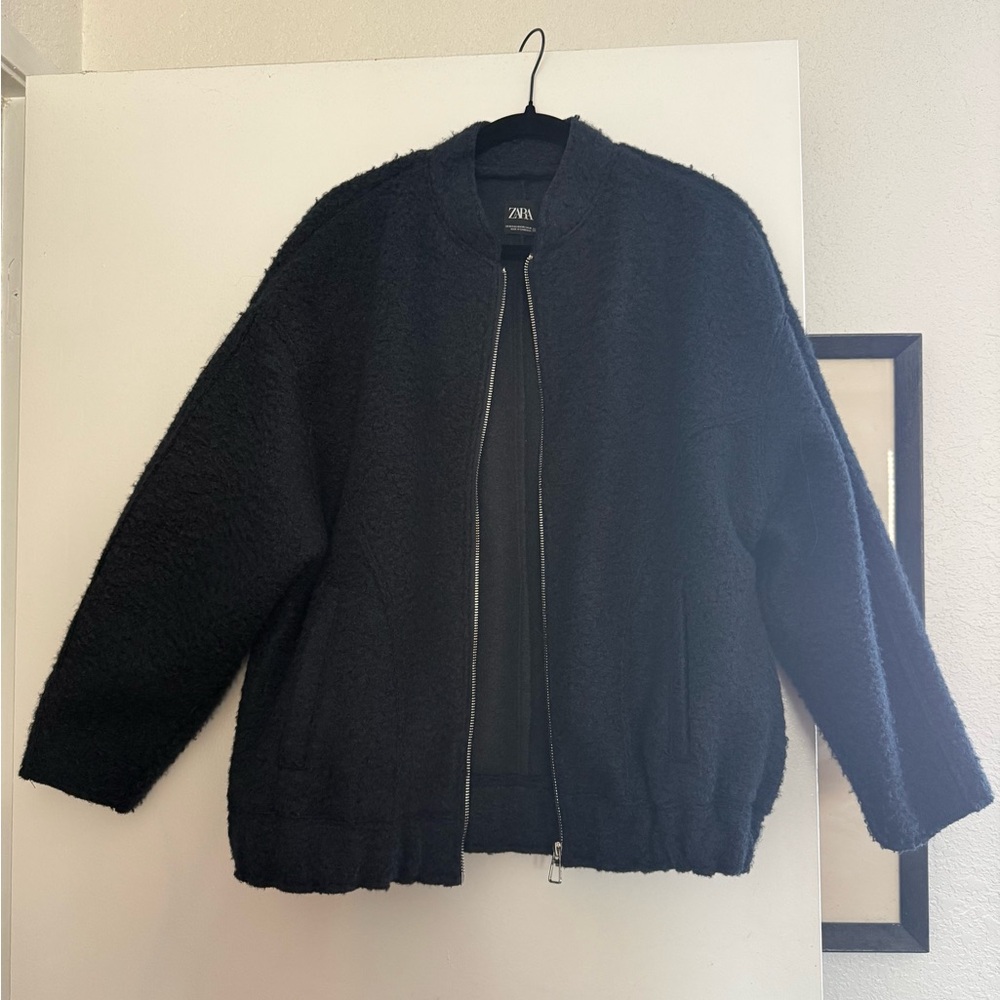 Zara Boucle Bomber Jacket